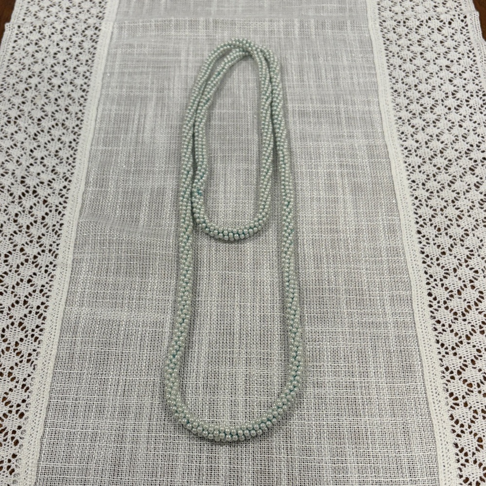 Vintage Faux Pearl Long Beaded Necklace